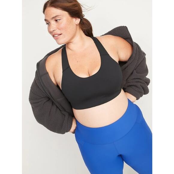 Old Navy Active Bra Womens XL PowerSoft Racerback Sports Black Medium Support - Picture 1 of 6